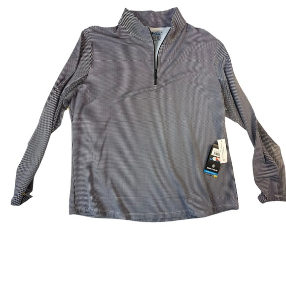 IBKUL Tops - IBKUL Zip Mock Neck Top Women XXL Black White NWT Mini Check Icefil 10754